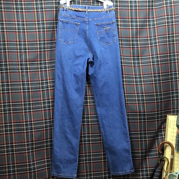 VTG GEIGER Blue Denim Straight Leg High Rise Zip Front 5 Pocket - Picture 4 of 9